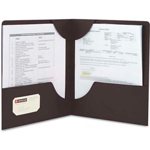 Smead Smead¬Æ Lockit Two-Pocket Folder, Leatherette Stock, 11 x 8-1/2, Black, 25/Box 87981